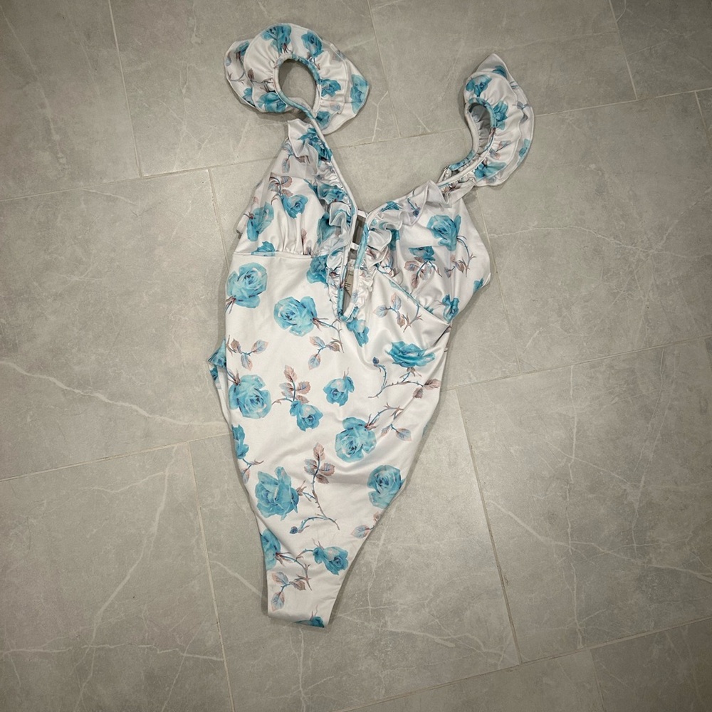 LoveShackFancy Blue Floral Swimsuit